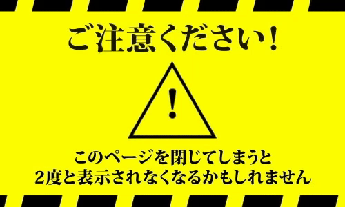 ご注意ください！このページを閉じてしまうと2度と表示されなくなるかもしれません